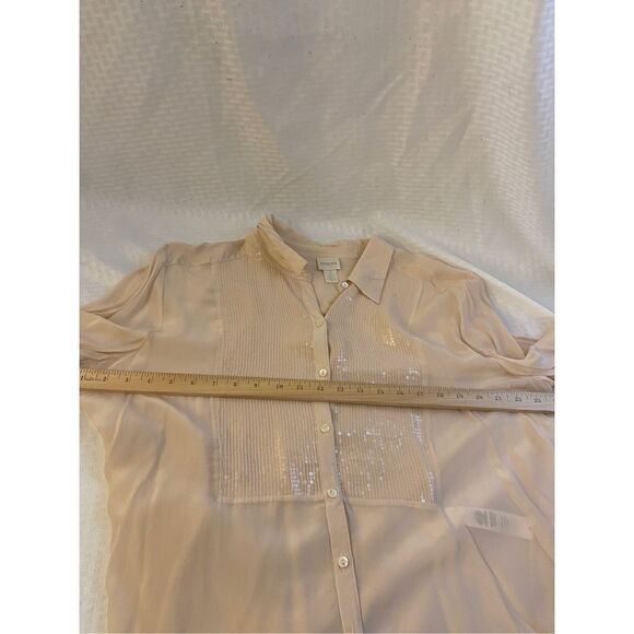 Chicos pink sequin top ties at waist 100 rayon sheer lined XL - Picture 7 of 8